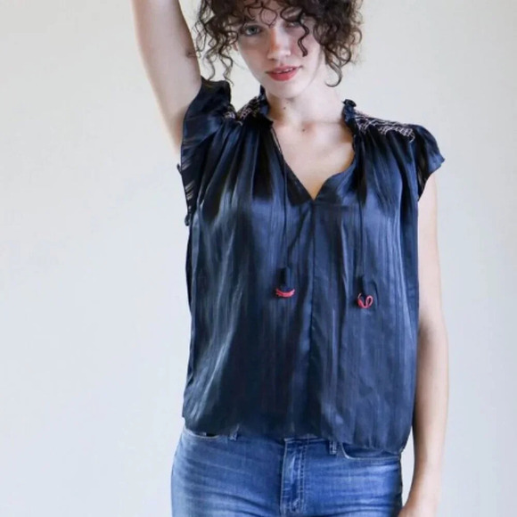 ULLA JOHNSON Deja top in midnight size 2 - Picture 10 of 10